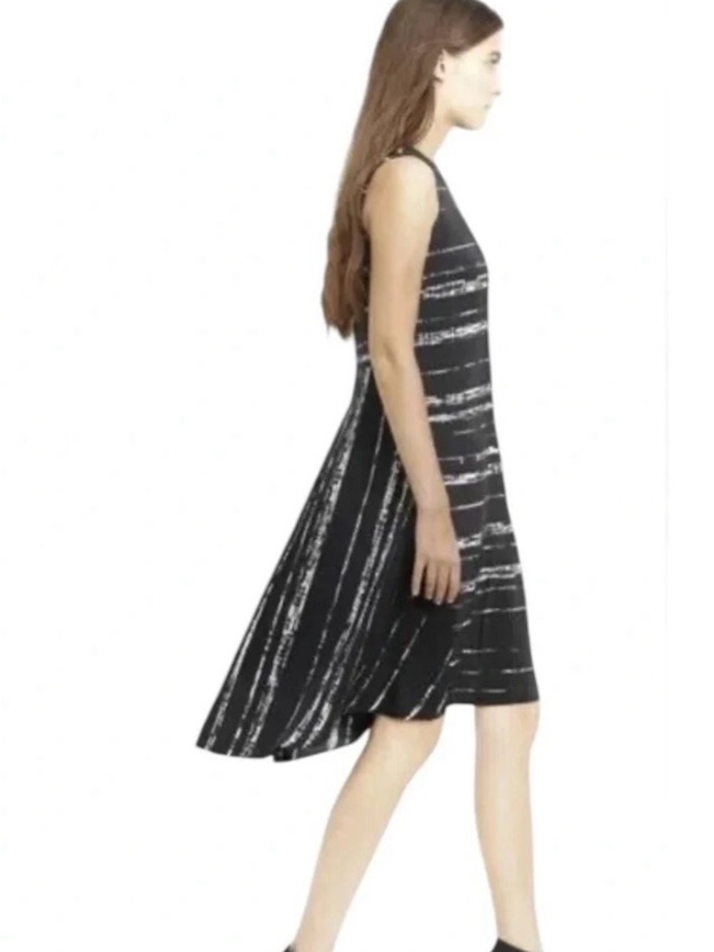 Vince Black & White Striped Sleeveless Dress